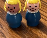 lot 2 vtg Fisher-Price Little People Wooden Figure Little Girl Blonde Pi... - $9.85