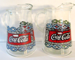 Pair of Vintage 1970s Coca-Cola Turquoise Tiffany 80 ounce Glass Pitchers  - $69.29