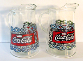 Pair of Vintage 1970s Coca-Cola Turquoise Tiffany 80 ounce Glass Pitchers  - £54.74 GBP