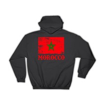 Morocco : Gift Hoodie Distressed Flag Patriotic Moroccan Expat Country - £28.76 GBP