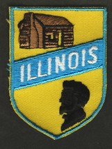 VINTAGE ILLINOIS STATE EMBROIDERED CLOTH SOUVENIR TRAVEL PATCH - £5.46 GBP