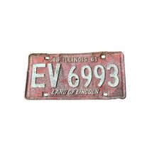 1961 Illinois License Plate EV6993 Red White Land of Lincoln Vintage Tag... - $12.86