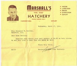 Marshall&#39;s Five Star Hatchery Picture Receipt 1946 - £2.38 GBP