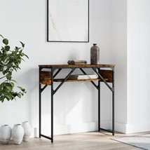 Industrial Rustic Smoked Oak Wooden Entryway Hallway Console Table With Shelf - £76.75 GBP