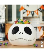 Disney Jack Skellington Candy Bowl Orange Black Treat Ceramic Hand Painted - $62.99
