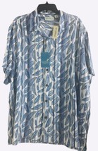Caribbean Roundtree &amp; Yorke Men&#39;s S/S Blue Leaves Shirt XL  NWT $69.50 - $16.17