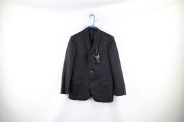 NOS Vtg 60s Mens 38R Wool Herringbone 3 Button Suit Coat Jacket Charcoal... - £141.61 GBP