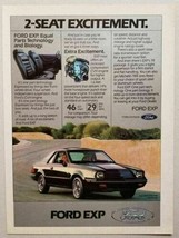 1982 Print Ad The Ford Exp 2 Seat Car 29 MPG-46 Hwy Mpg - £9.27 GBP