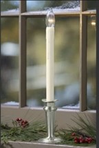 Adjustable LED Window Taper Candle with Auto Timer Brushed Nickel Home Decor - £14.70 GBP