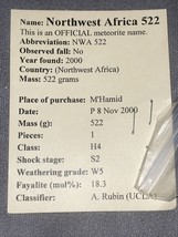 Meteorite label NWA 522 / Northwest Africa - $9.49