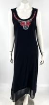 Notations Maxi Dress Sz Large Black Pink Blue Sequin Beaded Neckline Sleeveless - £35.48 GBP