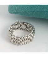 Size 8.5 Tiffany &amp; Co Somerset Ring Mesh Weave Mens Unisex in Sterling S... - £230.41 GBP
