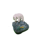 Vintage 1980 Ceramic Hand Painted Polar Bear On Rocks Catching Fish 5&quot;T ... - £14.01 GBP
