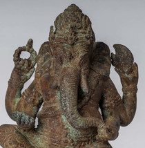 Ganesh - Antik Javanese Stil Bronze Sitzender Indonesische Statue -20cm / 20.3cm - £823.12 GBP