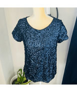 White House Black Market Classic Stretch Sequin Tee Ballet Top, Small, N... - $80.69 CAD