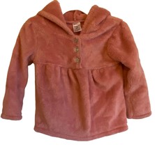 Carters Toddlers Size 2T Coral Pink Fleece 1/4 Button Jacket Coat Hooded - £6.78 GBP