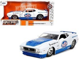1973 Ford Mustang Mach 1 &quot;MSP&quot; White Metallic and Blue &quot;Bigtime Muscle&quot; Series - £31.70 GBP
