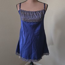 Victorias Secret Vintage Blue Slip Dress Chemise Mesh Bust Y2K Medium Milkmade M - £22.33 GBP