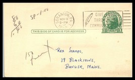1950 US Postal Card - Scranton, Pennsylvania to Rex Stamps, Bangor, Main... - $1.97