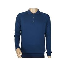Men's Sweater Knit By BRANGO Turkey Polo Neck Cotton Blend 21220 Sax Blue image 3