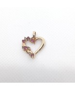 10K Yellow Gold Simulated Ruby/Diamond Open Heart Pendant - $65.99