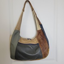 VTG Hobo Shoulder Bag Purse Multicolor Leather Color Block Hand Made In ... - £30.95 GBP