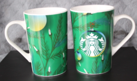 Starbucks Set 11 Oz Coffee Mugs Bone China 2020 Christmas Holiday Winter Lights - £13.29 GBP