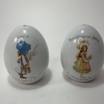 Vintage Ceramic Egg Shaped Holly Hobbie Salt And Pepper Shakers By WWA - £6.32 GBP