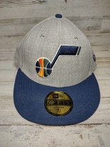 59Fifty Utah Jazz Mens Fitted Low Crown Hat Cap Gray Blue Size 7 1/4 w/ Stickers - £7.10 GBP