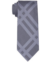 Calvin Klein Men&#39;s Magnified Check Cotton Tie in Carbon Grey - $18.99