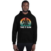 Take It Slow Turtle Vintage Earth Day Unisex Hoodie Black - $32.29+