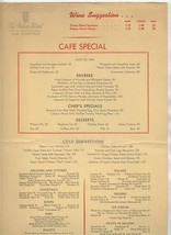 The Palace Hotel Cafe Special Menu San Francisco California 1944 - £37.23 GBP