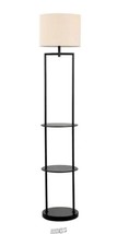 Cresswell 60 in. Black Etagere Floor Lamp with Linen Shade - £52.30 GBP