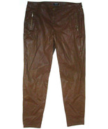 Womens Worth New York Pants Dark Brown Slacks Coated 16 NWT $448 Faux Le... - £354.53 GBP