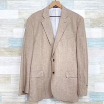 Stafford Weave Linen Blend Summer Sport Coat Tan Beige Classic Fit Mens 44R - £71.21 GBP