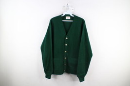 Vintage 60s 70s Streetwear Mens XL Kurt Cobain Knit Cardigan Sweater Green USA - £93.83 GBP