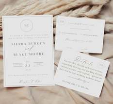 Sierra - Minimalist Wedding Invitation Suite Template, Wedding Invitation Set, E - £16.08 GBP