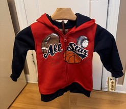 Baby Boys Fleece Lined Full Zip Hooded Sweat Jacket Sports Theme - 24 Months - £13.18 GBP