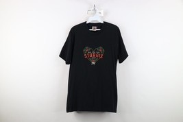 Vtg 90s Womens L Spell Out 1999 Sturgis Hills Bike Rally Heart Flower T-... - $34.60