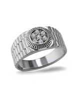 925 Sterling Silver Round Cluster Lab Diamond Ring – Watchband Unisex St... - $233.22 CAD