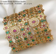 Plaqué Or Indien Bollywood Style Vert Zircone Mariage Rubis Rouge Bangle... - $198.53
