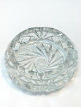 Bohemian Ashtray Round Deep Hand Cut Lead Crystal Star Brillant Pinwheel Swirl - £77.09 GBP