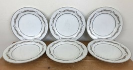 Set 6 Noritake Gaylord 5526 White Silver Leaf China Dessert Bread Plates 6.25&quot; - £37.12 GBP