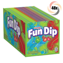 Full Box 48x Packet Lik-m-aid Fun Dip Assorted Cherry &amp; Razz Apple Candy... - $22.02