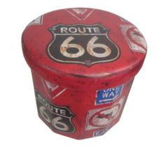 Route 66 Storage Toy Box Hassock Ottoman Footstool Retro Americana Man Cave - $34.64