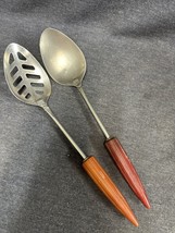 Vintage Androck Spoons Utensils With Bakelite Handles Slotted - $27.11