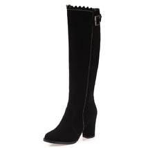 Faxu Suede Knee High Boots Women Shoes Fashion Long Tall Boot Female Block High  - £74.36 GBP