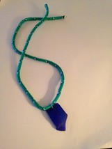 Cobalt blue glass pendant necklace on 30&quot; diamond braided rope - £19.90 GBP