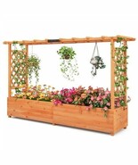 Solid Fir Wood Rectangle Raised Garden Bed with Side Trellis - $5,616.84 MXN