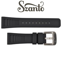 Original SZANTO Hawaiian Lifeguard 24mm Black Rubber Watch Band Strap - £36.62 GBP